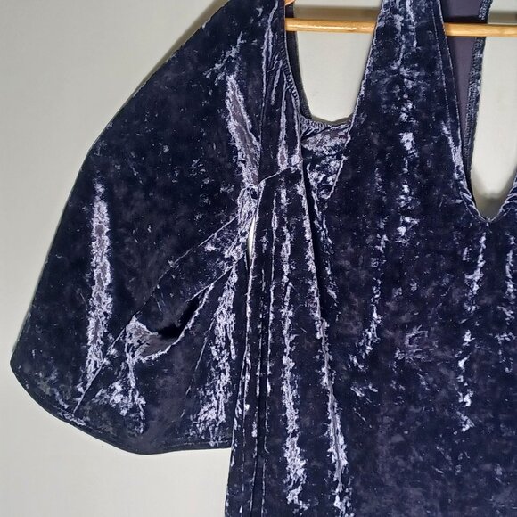 American Eagle Top Womens Large Blue Velvet Burnout Whimsigoth Retro Witchy - Picture 3 of 10